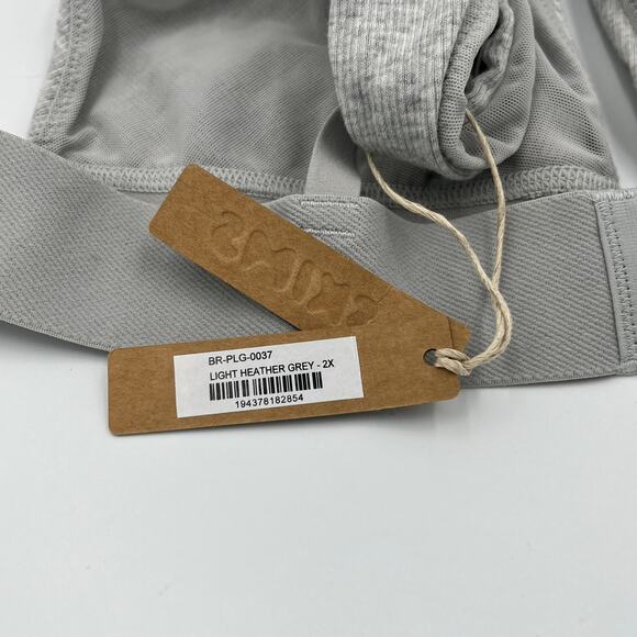 SKIMS Cotton Ribbed Plunge Bralette Light Heather Gray 2X - Picture 4 of 7